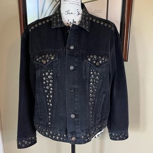 Black Denim Studded For The Republic Denim Jacket Large